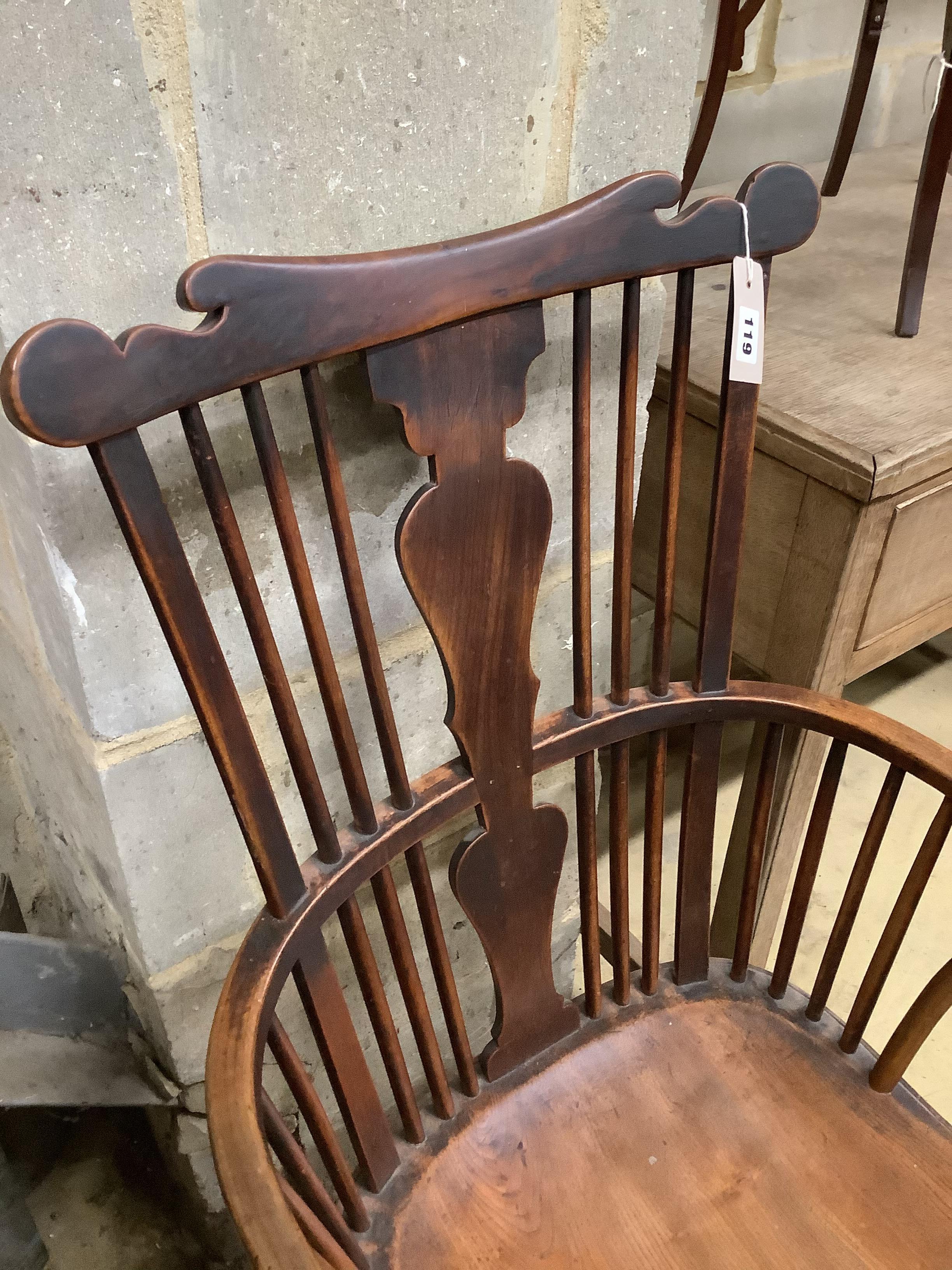 A Victorian fruitwood, ash and elm splat-back Windsor armchair, circa 1880